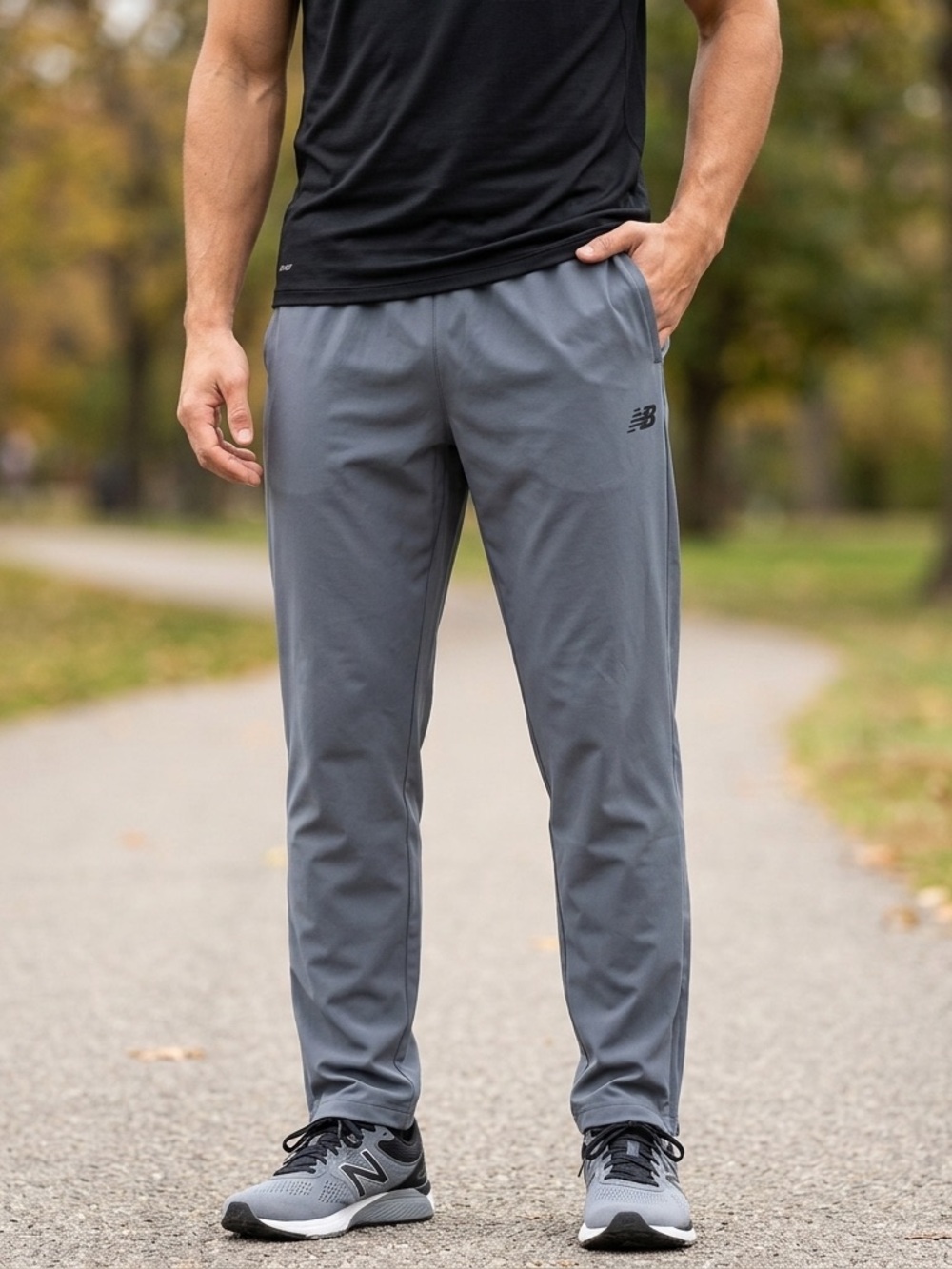 New Balance fully mesh lined drawstring Stretch Active Pants - Slate Gray size L